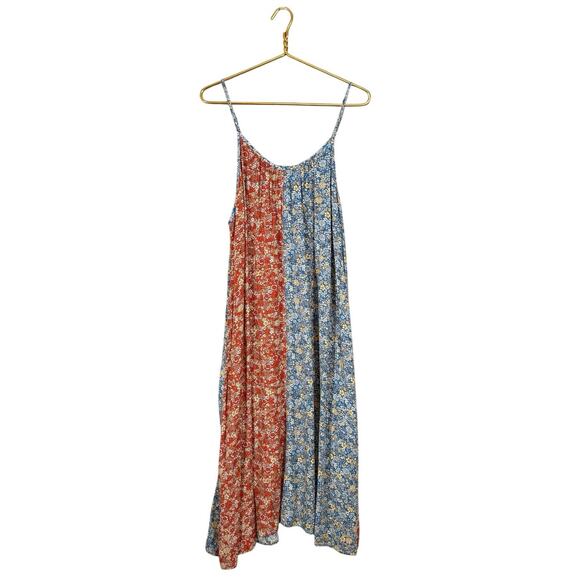 Natural Life Patchwork Floral Maxi Dress Red Blue Mixed Print L/XL Bohemian - Picture 9 of 10